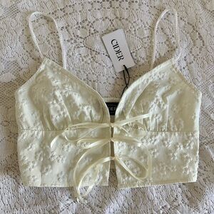 Cider front tie floral tank top NWT